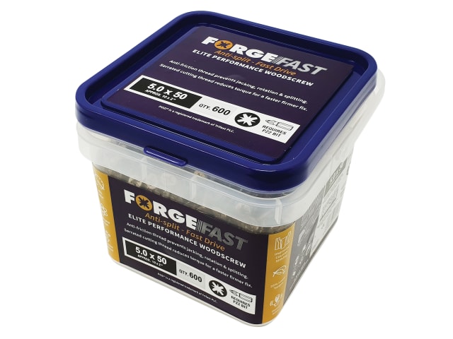 ForgeFast Pozi Compatible Elite Performance Wood Screw ZY 5.0 x 50mm Tub 600 FORFFP550YT - Image 2