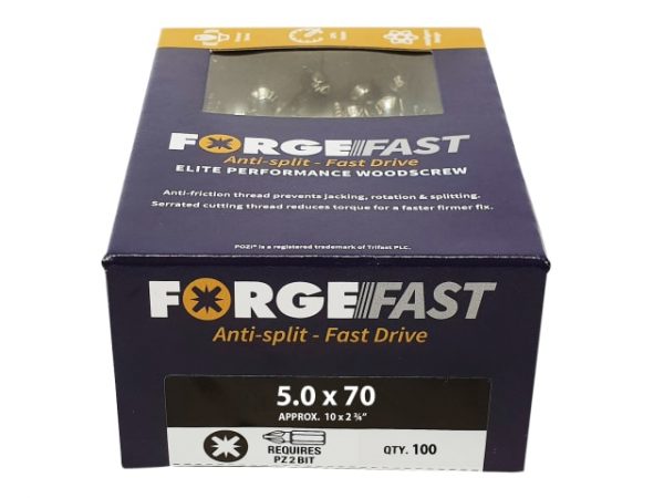ForgeFast Pozi Compatible Elite Performance Wood Screw ZY 5.0 x 70mm Box 100 FORFFP570Y - Image 2