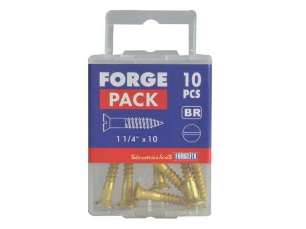 Wood Screw Slotted CSK Brass 1.1/4in x 10 Forge Pack 10 FORFPC11410B - Image 3