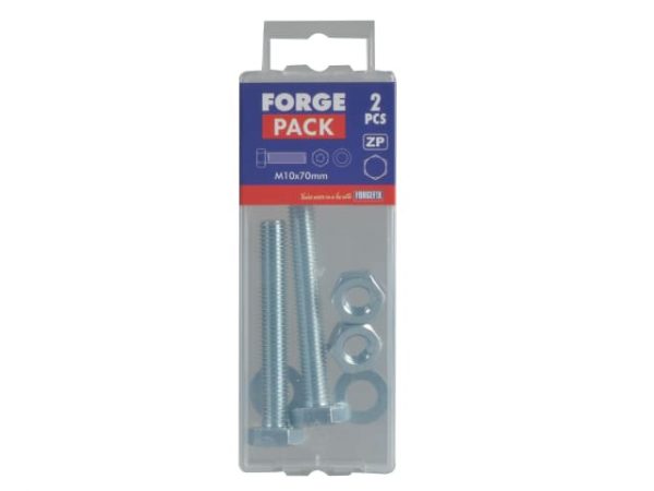 High Tensile Set Screw ZP M10 x 70mm Forge Pack 2 FORFPHBN1070 - Image 2