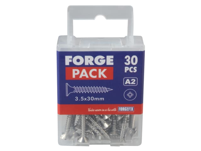 Multi-Purpose Pozi Compatible Screw CSK ST S/Steel 3.5 x 30mm Forge Pack 30 FORFPMP3530S - Image 2