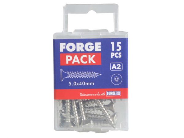 Multi-Purpose Pozi Compatible Screw CSK ST S/Steel 5.0 x 40mm Forge Pack 15 FORFPMP540S - Image 2