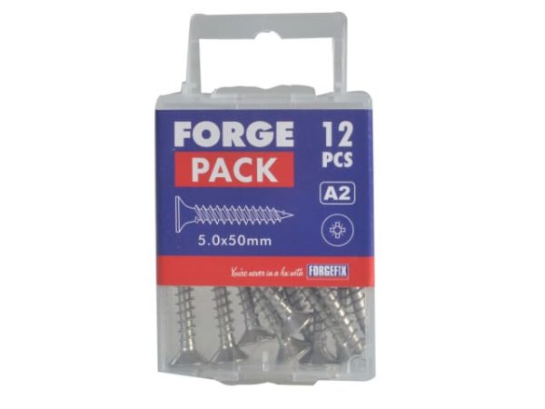 Multi-Purpose Pozi Compatible Screw CSK ST S/Steel 5.0 x 50mm Forge Pack 12 FORFPMP550S - Image 2