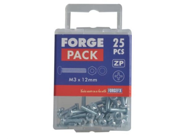 Machine Screw Pozi Compatible Pan Head ZP M3 x 12mm Forge Pack 25 FORFPMSPH312 - Image 2