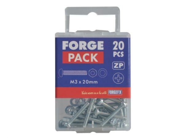Machine Screw Pozi Compatible Pan Head ZP M3 x 20mm Forge Pack 20 FORFPMSPH320 - Image 2