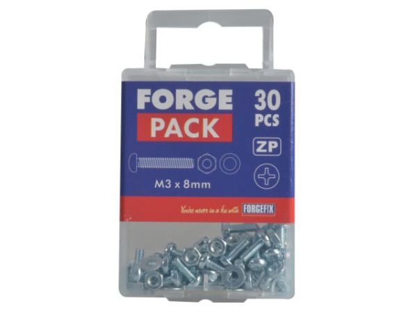 Machine Screw Pozi Compatible Pan Head ZP M3 x 8mm Forge Pack 30 FORFPMSPH38 - Image 2