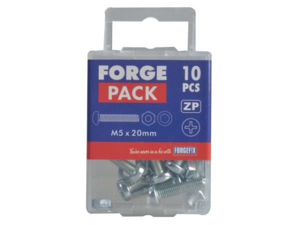 Machine Screw Pozi Compatible Pan Head ZP M5 x 20mm Forge Pack 10 FORFPMSPH520 - Image 2