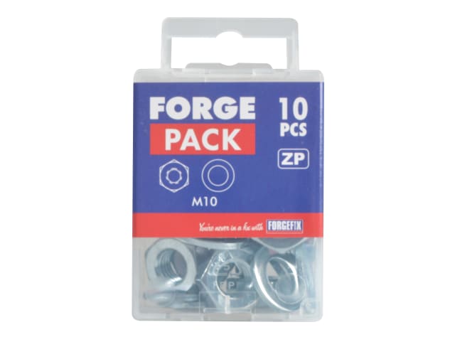 Hexagonal Nuts & Washers ZP M10 ForgePack 10 FORFPNUT10 - Image 2