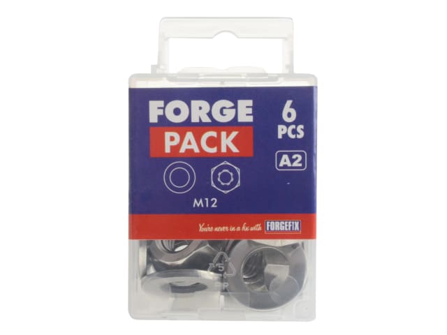 Hexagonal Nuts & Washers A2 Stainless Steel M12 ForgePack 6 FORFPNUT12SS - Image 3