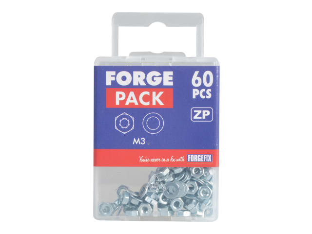 Hexagonal Nuts & Washers ZP M3 ForgePack 60 FORFPNUT3 - Image 2