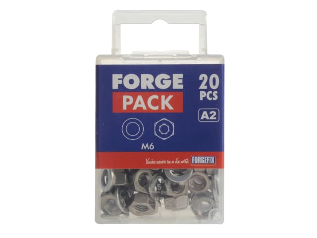 Hexagonal Nuts & Washers A2 Stainless Steel M6 ForgePack 20 FORFPNUT6SS - Image 2