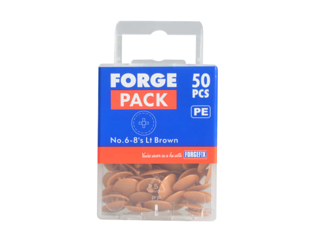 Pozi Compatible Cover Cap Light Brown No.6-8 Forge Pack 50 FORFPPCC4 - Image 2