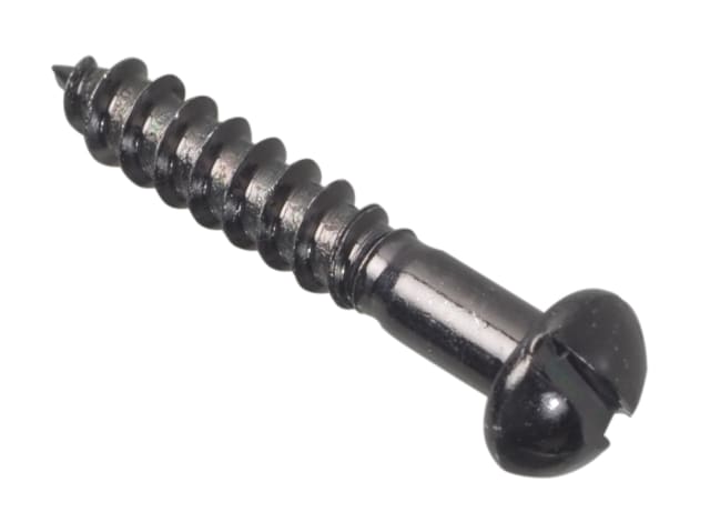 Wood Screw Slotted Round Head ST Black Japanned 1in x 8 Forge Pack 20 FORFPR18J
