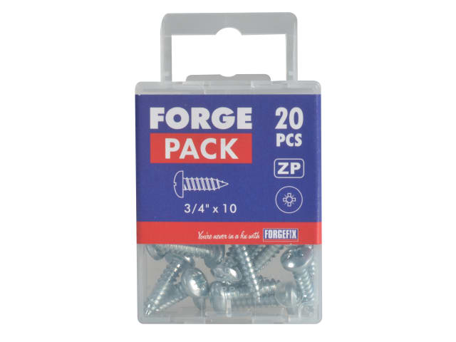 Self-Tapping Screw Pozi Compatible Pan Head ZP 3/4in x 10 ForgePack 20 FORFPS3410Z - Image 3