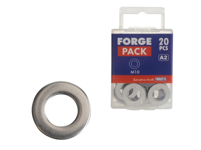 Flat Washers DIN125 A2 Stainless Steel M10 ForgePack 20 FORFPWAS10S - Image 2