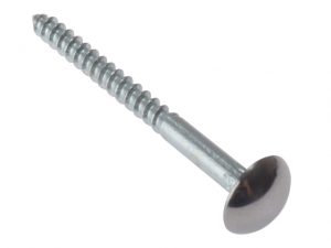 Mirror Screw Chrome Domed Top Slotted CSK ST ZP 3/4in x 8 Bag 10 FORMS34CPM