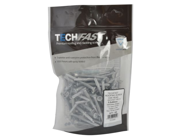 TechFast Roofing Screw Timber - Steel Heavy Section 5.5 x 60mm Pack 100 FORTFCH5560 - Image 2