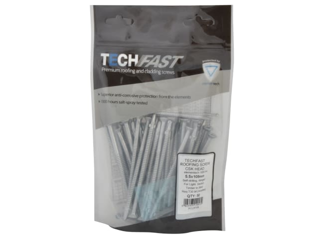 TechFast Roofing Screw Timber - Steel Light Section 5.5 x 109mm Pack 50 FORTFCL55109 - Image 2