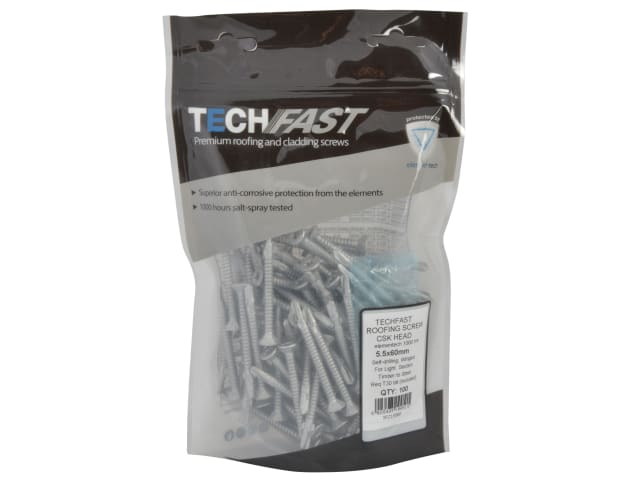 TechFast Roofing Screw Timber - Steel Light Section 5.5 x 60mm Pack 100 FORTFCL5560 - Image 4
