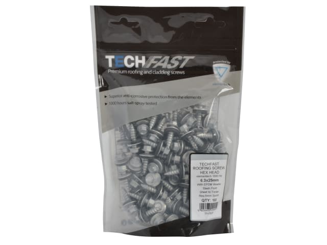 TechFast Hex Head Screw Sheet to Timber 6.3 x 25mm Pack 100 FORTFHT6325 - Image 4