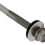 TechFast Roofing Sheet to Steel Hex Screw & Washer No.5 Tip 5.5 x 50mm Box 100 FORTFHW5550H