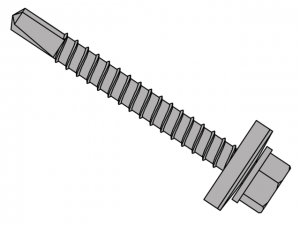 TechFast Roofing Sheet to Steel Hex Screw & Washer No.3 Tip 5.5 x 75mm Box 100 FORTFHW5575L