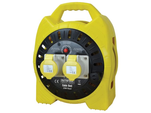 Semi-Enclosed Cable Reel 110V 16A 2-Socket 25m (1.5mm Cable) FPPCR25MSEL