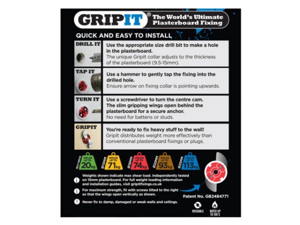 Red Plasterboard Fixings 18mm (Pack 8) GRP188 - Image 6