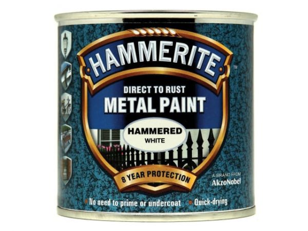 Direct to Rust Hammered Finish Metal Paint White 250ml HMMHFW250