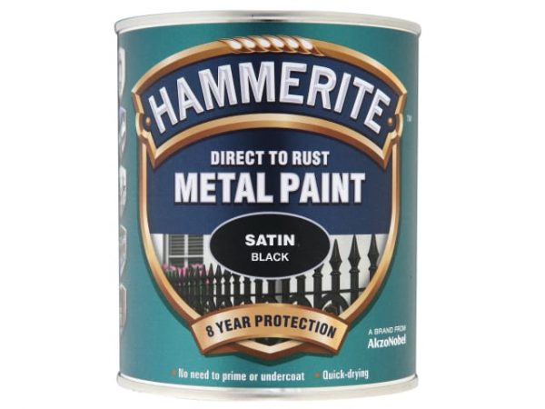 Direct to Rust Satin Finish Metal Paint Black 750ml HMMSATBL750