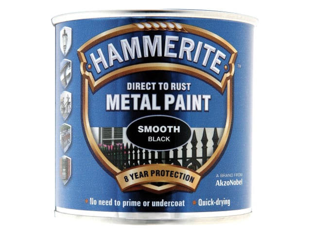 Direct to Rust Smooth Finish Metal Paint Black 250ml HMMSFBL250
