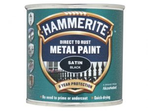 Direct to Rust Satin Finish Metal Paint Black 250ml HMMSFSB250