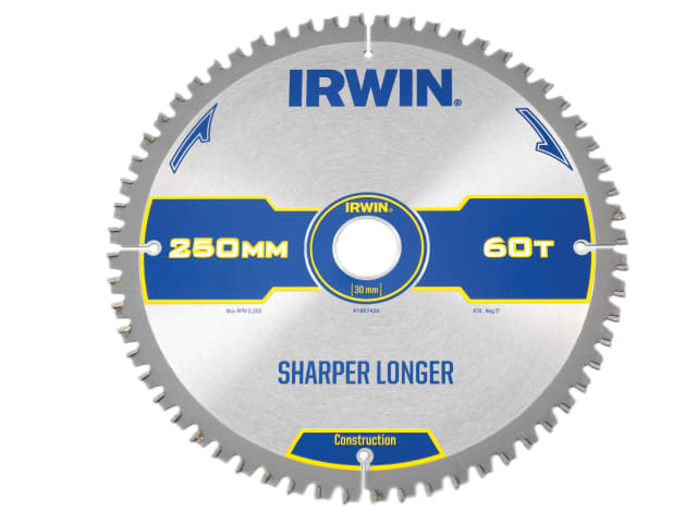 Construction Mitre Circular Saw Blade 250 x 30mm x 60T ATB/Neg IRW1897426