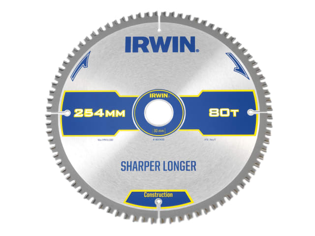 Construction Mitre Circular Saw Blade 254 x 30mm x 80T ATB/Neg IRW1897430