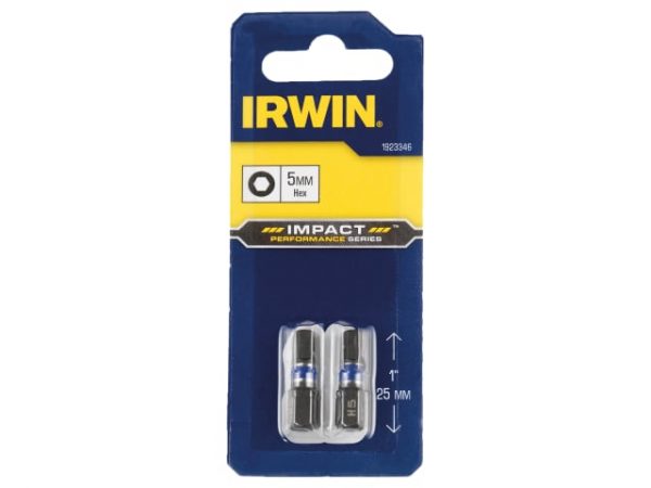 Impact Screwdriver Bits Hex 5.0 x 25mm (Pack 2) IRW1923346 - Image 2