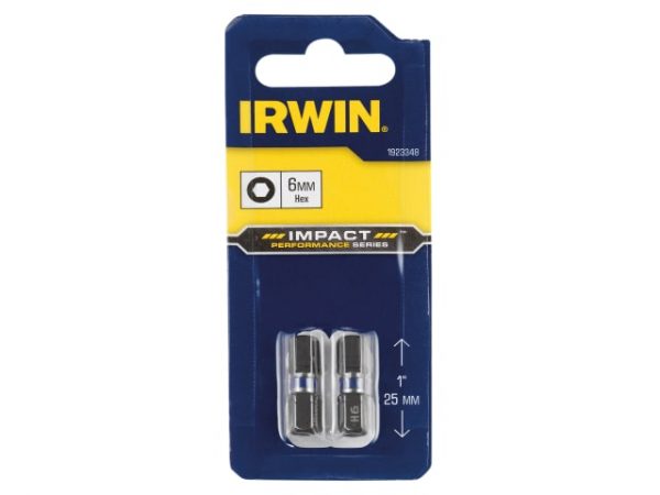 Impact Screwdriver Bits Hex 6.0 x 25mm (Pack 2) IRW1923348 - Image 3