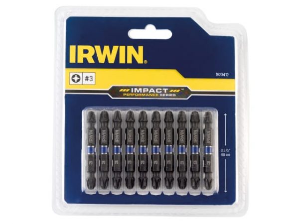 Impact Double-Ended Screwdriver Bits Pozi PZ3 60mm (Pack 10) IRW1923412 - Image 3