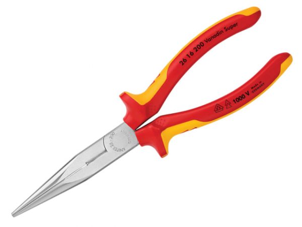 VDE Long Snipe Nose Side Cutting Pliers 200mm KPX2616200