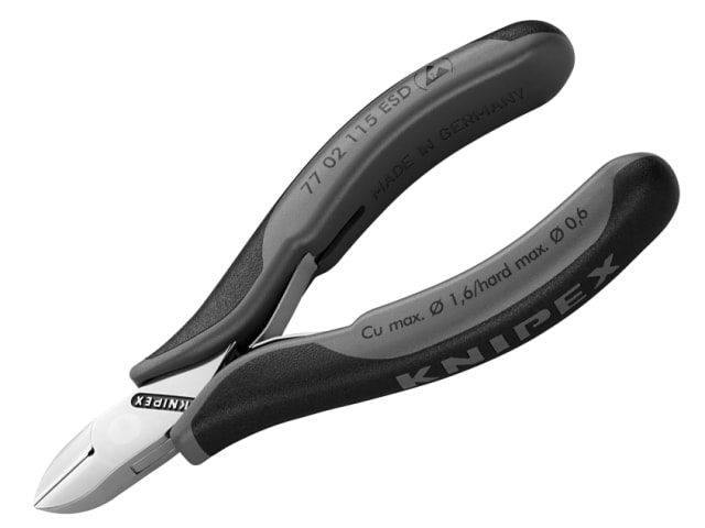 ESD Electronics Diagonal Cutters - Round Head Small Bevel 115mm KPX7702ESD