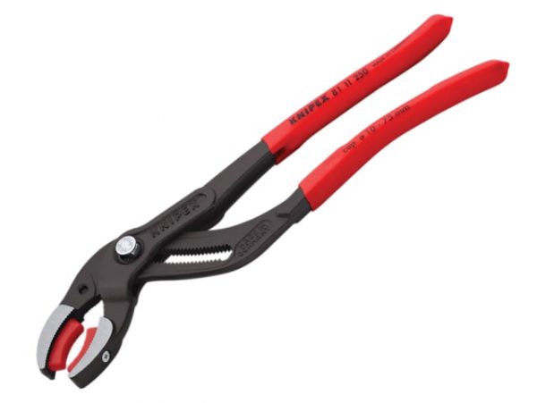Plastic Pipe Grip Pliers Plastic Jaws Black 250mm - 75mm Capacity KPX8111250