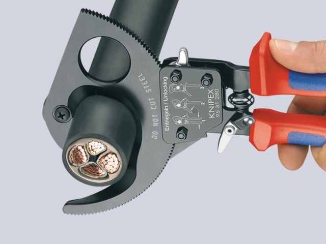 Cable Shears Ratchet Action Multi-Component Grip 280mm (11in) KPX9531280 - Image 2