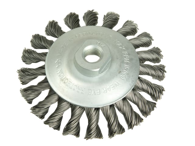 Conical Knot Brush 100mm M14 Bore - 0.35 Steel Wire LES471157