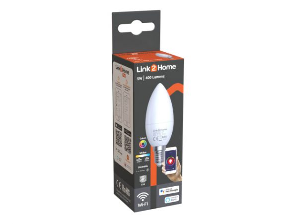 Wi-Fi LED SES (E14) Opal Candle Dimmable Bulb -  White + RGB 400 lm 5W LTHE145W - Image 2