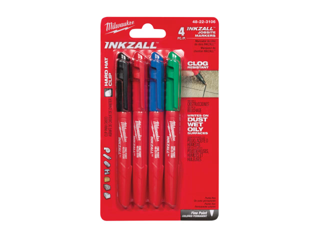 INKZALL Fine Tip Marker Assorted Colours (Pack 4) MHT48223106 - Image 5