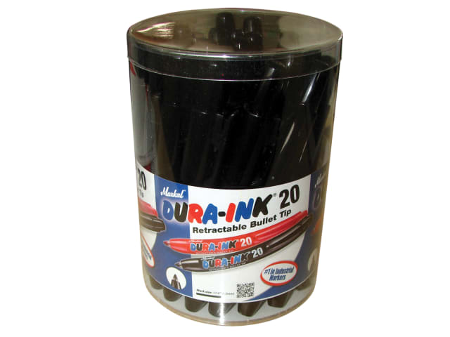 DURA-INK® 20 Retractable Marker - Black (Tub 24) MKL96577