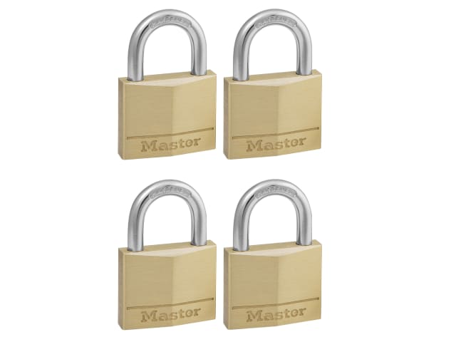 Solid Brass 40mm Padlock 4-Pin - Keyed Alike x 4 MLK140Q