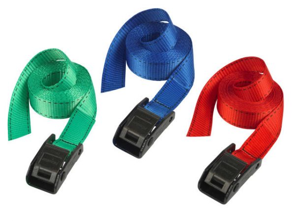 Lashing Strap with Metal Buckle -  Coloured 5m 150kg (Pack 2) MLK3379ECOL