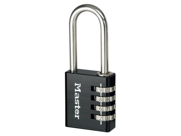 Black Finish 40mm 4-Digit Combination Padlock - 51mm Shackle MLK7640BLKLH