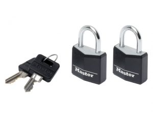 Aluminium Black Vinyl Cover 30mm Padlock 4-Pin - Keyed Alike x 2 MLK9130TBLK