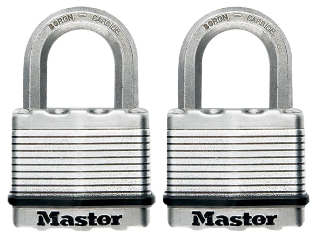 Excell Laminated Steel 50mm Padlock - 25mm Shackle - Keyed Alike x 2 MLKM5T